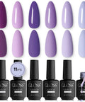Six Piece Purple Gel Nail Polish Set Dope HEMA Free Lavender Lilac Violet Royal Purple And Dark Blue Soak Off UV LED Gel Kit