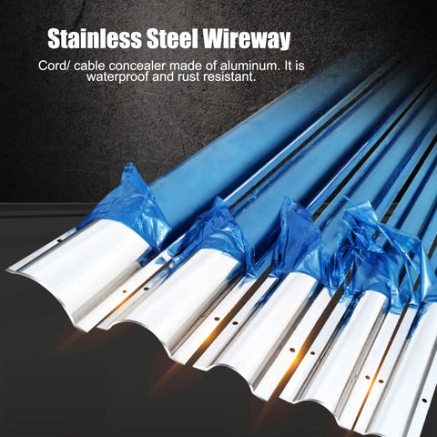 Slick Metal Cable Raceway Kit For Home And Office 100cm Cord Cover Wire Hider with blue protective film, showing metal surface