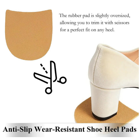 2 Pack Repair Heels Boot Heel Replacement Self Adhesive Rubber Heel Patches for Boots and Dress Shoes installed on white shoe
