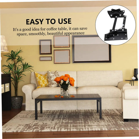 Heavy Duty Coffee Table Lifting Frame With Retractable Hydraulic Lifter Space Saving Rack For Seamless Living Room Upgrades, black casing in modern living room.