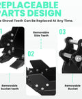 Replaceable parts of Mini Excavator Attachment With Two Pins, High Manganese Steel Tooth Bucket For Under Two Ton Machines