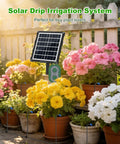 Solar Drip Irrigation System For Gardens And Balconies With 50 Feet Of Tubing Auto Watering Kit Supports Up To Fifteen Pots