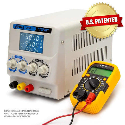 Regulated Variable DC Bench Power Supply 0 To 30V And 0 To 5A Low Noise Switch Mode With Alligator Clips Pro Grade, US Patented