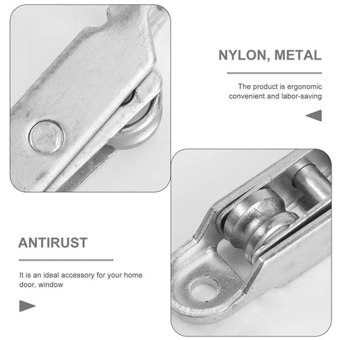Close-up of Smooth As Silk Double Bearing Window Sash Pulley Wheel, nylon and metal materials for sliding doors.