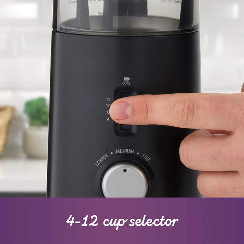 Automatic Coffee Grinder With Five Presets And Twelve Cup Capacity For Home Use Hands Free Grinding Easy Clean Chamber