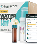 Straight Up Home Water Test Kit Checks 256 Hidden Contaminants Like Lead And Bad Bacteria For Folks Who Swear By Legit EPA Certified Lab Verification For Wells Taps Springs with test bottles and smartphone display.