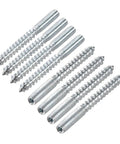 Heavy Duty 32Pcs Double Ended Hanger Bolts M8x50mm Self-Tapping Zinc Plated Carbon Steel For Furniture Hidden Wood Joint Screws