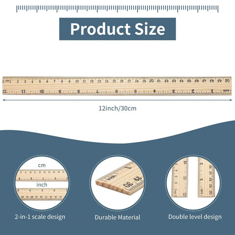 60 Pack Wooden Rulers 12 Inch Measuring Rulers Bulk Wood Ruler With Double Sided Metric And Inch Scales For Office School And DIY Projects