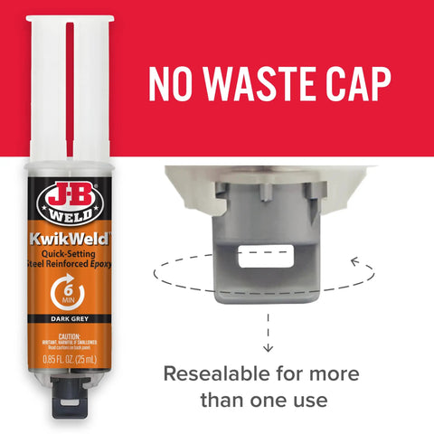 Tough As Nails Fast Cure Heavy Duty Epoxy Syringe Pack with no waste cap, dark grey, for multi-surface repairs and bonding.