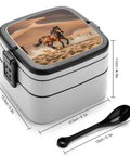 Two Tier Bento Box On The Go Meal Prep Container With Spoon Leakproof And Microwave Safe 1000 Ml Large Capacity for camping