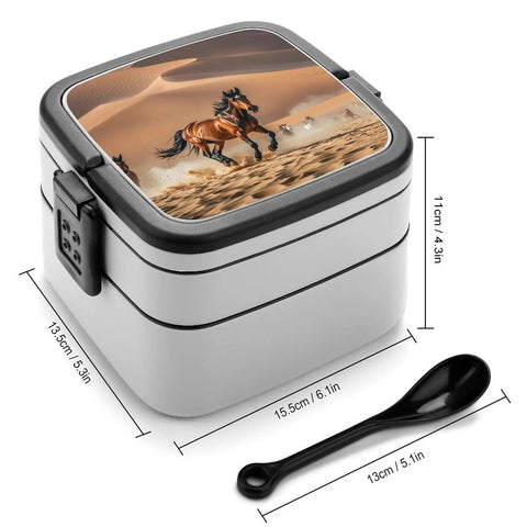 Two Tier Bento Box On The Go Meal Prep Container With Spoon Leakproof And Microwave Safe 1000 Ml Large Capacity for camping
