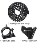 Spiral Tube Wrap Cable Kit Management Sleeve 2 Pack 1.5M Each 22mm Diameter PE Flexible Black Tangle-Free Wire Organizer components