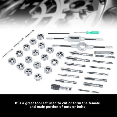 Awesome Mtlavishness 40Pcs Alloy Steel Tap Die Set With Wrenches And Thread Gauge For Heavy Duty Repair Bench Work And Craft Projects Stored Neatly In Organized Kit, alloy steel taps and dies