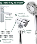 Sink Hose Shower Sprayer Attachment With Five Adapters For Bathroom Bathtub Kitchen Utility Laundry Tub Garden Hose