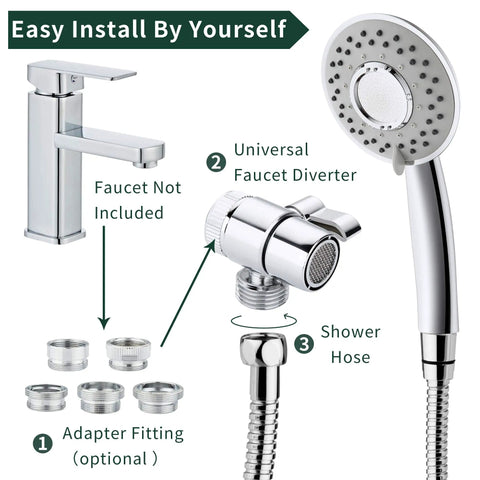 Sink Hose Shower Sprayer Attachment With Five Adapters For Bathroom Bathtub Kitchen Utility Laundry Tub Garden Hose