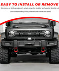 Front view of SUV with D Ring Shackle Isolator Washers Kit Rubber Towing Shackle Cover Set Protects Bumper and Cuts Down Rattle