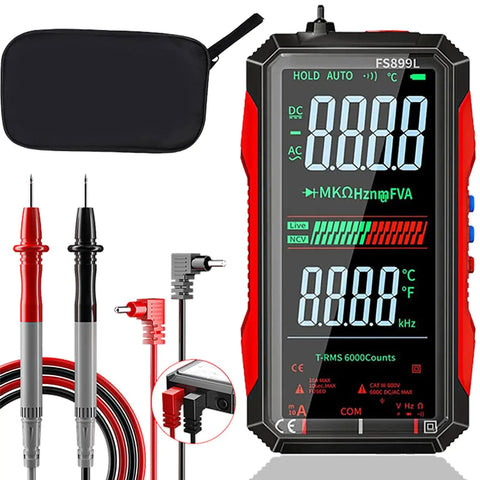 Upgraded 2026 Digital Multimeter Tester With 6000 Counts True RMS AC DC Voltage NCV USB C Rechargeable Auto Color Display Easy Read