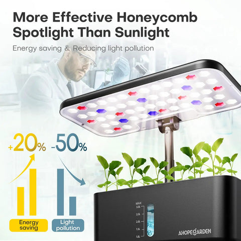 Indoor Hydroponic Garden System With 10 Pod Kit For Herbs And Veggies, LED Grow Light, Countertop Germination Setup, Easy Water Circulation For Fresh Lettuce And Microgreens At Home