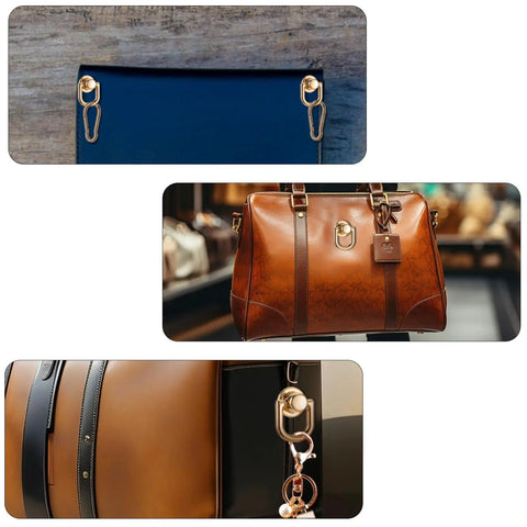 4 Pcs D Rings For Purse Heavy Duty 360 Degree Rotatable Metal Hardware Stud Screw Ball Rivets With Punch Purse Making Supplies Crossbody Conversion Kit Diy Handbag Leather Straps Dog Collar Gold on handbag and strap
