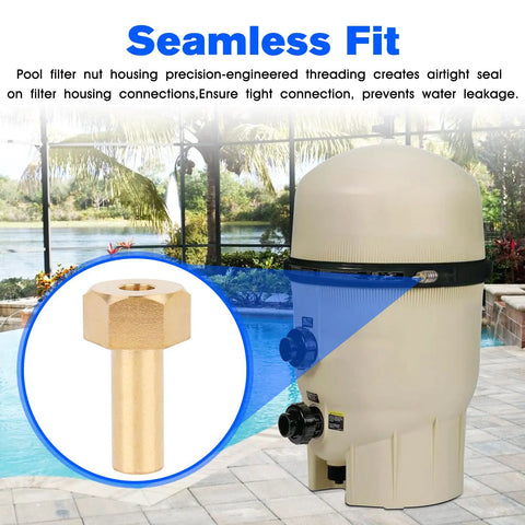 DE Filter Tank Clamp Nut No Fuss Replacement For Pool Filter Parts FNS Quad System brass nut with pool filter setup