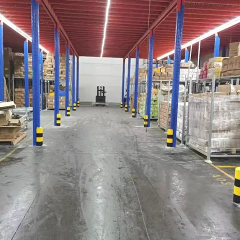 Built Tough Bully Proof Heavy Duty Pallet Rack Protectors Forklift Bumper Guards For Warehouse Columns Shock Absorbing Upright Shields Yellow Black Striped Industrial Corner Covers 18 Pack
