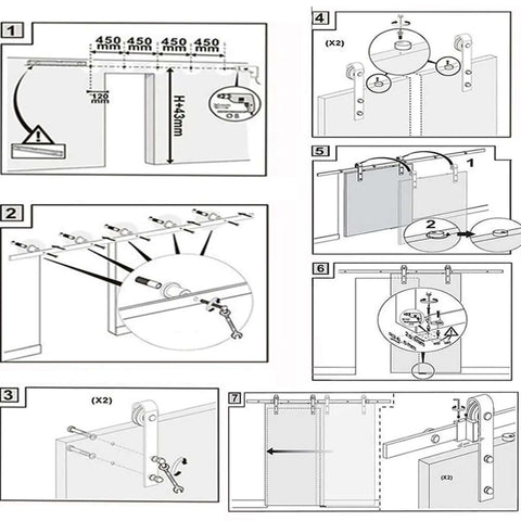 Installation guide for Heavy Duty Double Sliding Barn Door Hardware Kit In Black Carbon Steel For Smooth Quiet Operation Monorail System