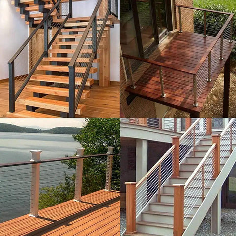 Hidden Stainless Cable Railing Kit With Turnbuckle For 4x4 Or 2x2 Wood And Metal Posts on decks and staircases