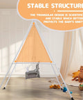 3 In 1 Toddler Swing Set For Backyard And Indoor Use, Kid Friendly Swing With Sturdy Black Frame, Triangular Design, Indoors