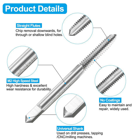 Tap And Drill Bit Set With 2 Taps And 2 Drill Bits 10 24 UNC Straight Flute Threads And 3 8mm Drills High Speed Steel M2