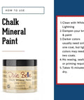 Drop Cloth Chalk Mineral Paint For Furniture In Matte Linen White 16 Oz Easy DIY Chalk Finish For Wood Metal And Plastic Neutral Warm Tone That Vibes With Any Palette On Cabinets Tables And Dressers jar with usage instructions alongside
