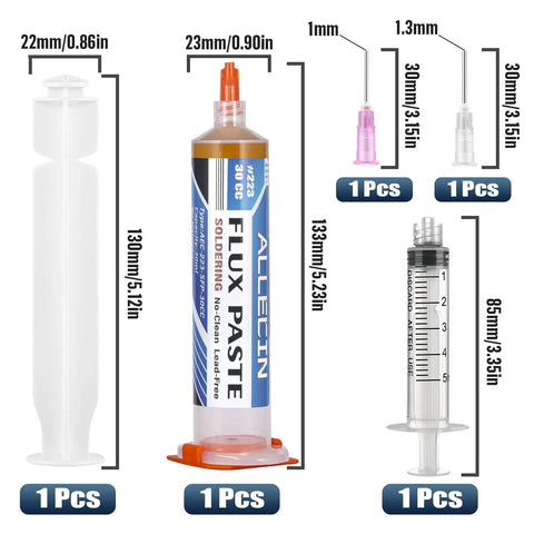 No Clean Soldering Flux 223 High Viscosity Solder Paste 30cc with syringe and needle dimensions