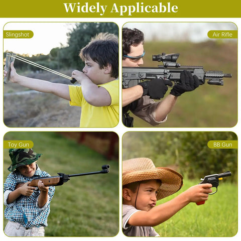 Children using slingshot, air rifle, toy gun, and BB gun for Metal Spinning Targets With Auto Reset For BB Guns And Air Rifles practice.