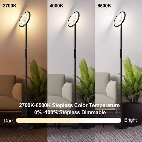 Floor Lamp For Living Room With Dimmable Stepless Color Temperature RGBW Dope Color Changing Torchiere 2700K-6500K demo