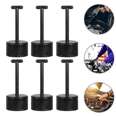 Six Piece T Shaped Plastic Wrench Set For Quick Lamp Holder Socket Ring Removal And Hassle Free Light Fixture Assembly That Really Nails The Job Every Time, shown in black color.