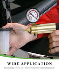Grease Monkey Approved Single Handed Brake Bleeder Vacuum Pump Kit with precision gauge in use for fluid flushing.