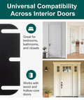 Collage featuring black door hinge shim, compatible with interior doors; part of Door Hinge Shims Repair Kit, 10 Pcs 3.5 Inch Hinge Spacers.