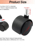 Image showing four 1.5 inch swivel caster wheels with 8 mm M8 threaded stem, heavy-duty nylon casters for furniture, black, 40 mm diameter, 65 mm height.