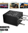 Heavy Duty 12 Volt 5 Pin Fuel Pump Relay Pair Straight Swap automotive electrical component, black relay visible with metal pins.