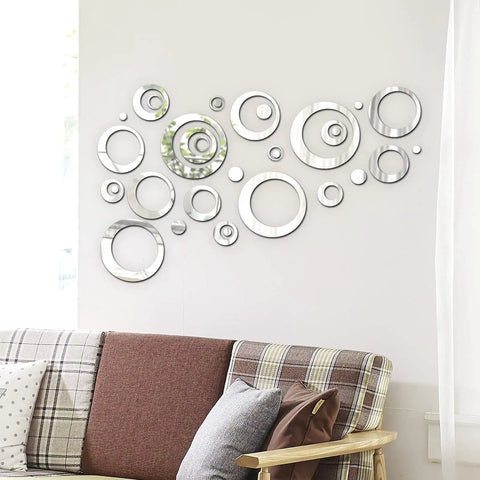 Dope 32 Piece Adjustable Acrylic Mirror Wall Decals Set Removable Round Mirror Stickers For Home Decor In Multiple Sizes