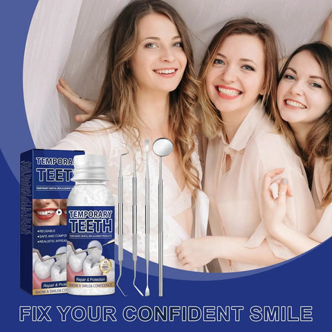 Tooth Repair Kit Moldable Filling Beads With Four Dental Tools For DIY Natural Fake Teeth Replacement At Home Easy DIY Smile Fix