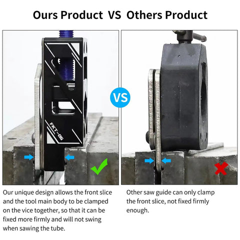Comparison of Bike Saw Guide For Road And Mountain Bikes Pro Grade Adjustable Aluminum Alloy Cutter showing stability