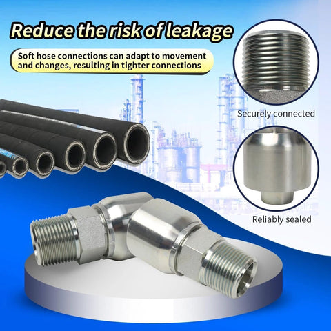 Front view: AKM 12-pack hydraulic hose fittings, 1/4 in to 1/4 in NPTF male ends, metal crimp fittings
