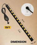 12 Outlet Heavy Duty Metal Power Strip With Surge Protector 15 Foot Extension Cord Wide Spaced Outlets Flat Plug Diagram