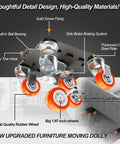 Detailed view of Heavy Duty Furniture Dolly With 360 Swivel Casters, Tough As Nails Build, showing durable components and 1.97-inch wheels.