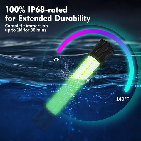 Underwater Green Fishing Light IP68 1300 Lumen Compatible With DC 12 To 24V And AC 12 To 36V 13W with durability range