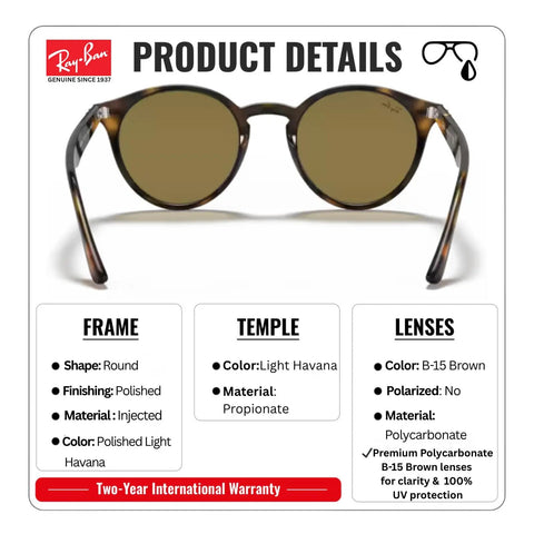 Round Shape Non Polarized Sunglasses For Men And Women With Dark Brown Lens Includes Official Eyewear Kit Great For Formal And Casual Wear Durable Frame And All Day Comfort Everyday Ready shown in product details.