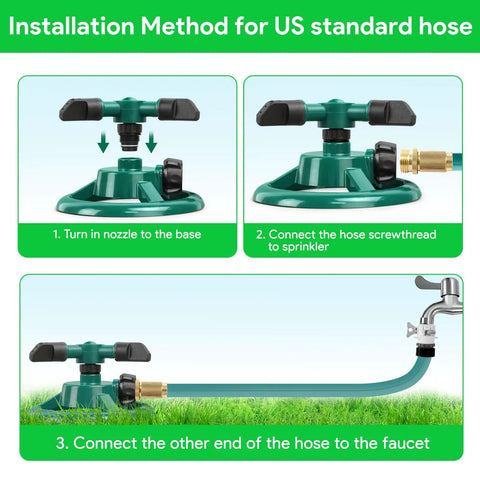 Installation guide for Rotating Yard Sprinkler For Lawn And Garden, Awesome Wide Coverage Water Sprinkler With Dual Modes
