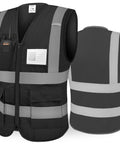 Top Shelf High Visibility Reflective Safety Vest, Class II Ansi Certified Mesh Design With Snag Free Pockets, Breathable Durable Fit For The Daily Grind Or Evening Patrol, Black Size Two X Large, front and back view.