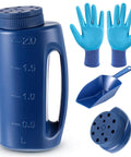 Versatile Handheld Spreader Set With Scoop And Gloves For Grass Seed Fertilizer Salt And Ice Melt No Clog Design All Season Yard Spreader With 12 Adjustable Holes And Smooth Flow Channels 67 Oz Capacity