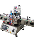 Slick Automatic Desktop Labeler With Heavy Duty Chain Conveyor for round square bottles, efficient liquid labeling system.